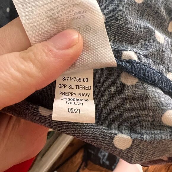 Banana Republic Navy White Polka Dot Midi Dress Tiered Halter Flowy Preppy Sz S - Picture 7 of 10